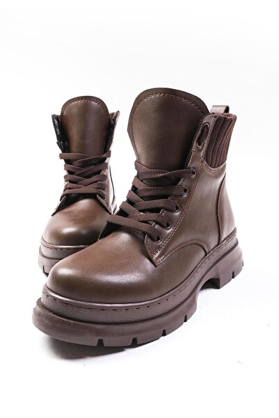 Mio Gusto Frieda Brown Lace-Up Women's Boots