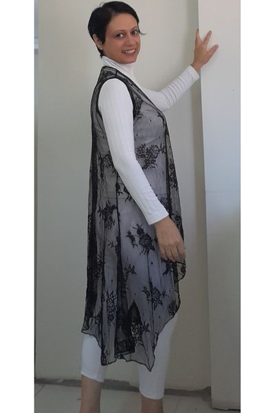 Mertcan Butik Casual Lace Black Vest