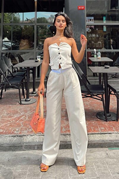 Lusin Жіночий жилет з льону - з кишенями та підкладкою