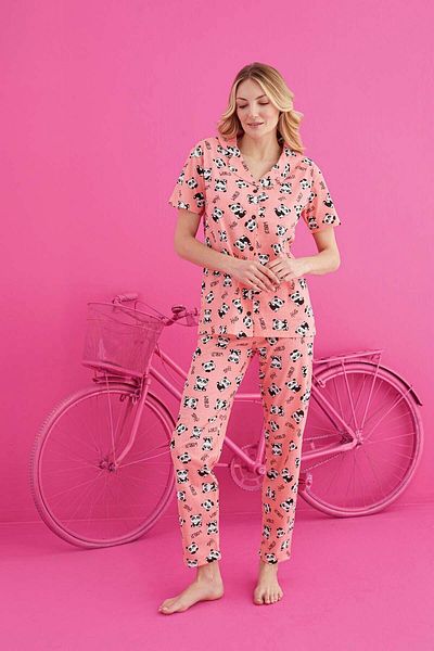 ELİZ HOMEWEAR Buttoned Cotton Pidma Set