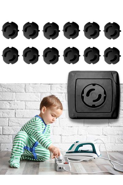 Ürüncini 36 Pieces Socket Cover Socket Closer Socket Protection Cover Black