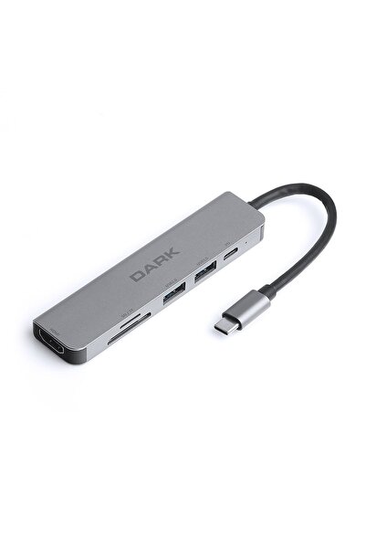 Dark Usb 3.1 Type-c 6 In 1 Hdmi Tf Sd Kart Okuyucu Usb 3.0 & Usb 2.0 / Usb Pd...
