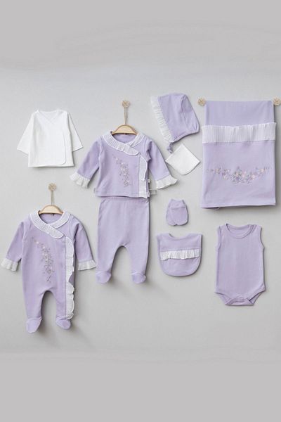 Cherub Baby طقم بدلة Pugi Baby طبيعي فاخر للغاية مكون من 10 قطع عند الخروج من المستشفى