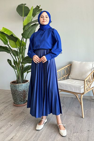 InStyle Πουκάμισο Casual Saks Blue Balloon Sleeve