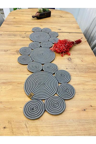 ModaCardin 30x100 CM Bohemian Style Daisy Model Runner - Față de masă decorativă din iută și răchită, cârpă de masă pentru cafea