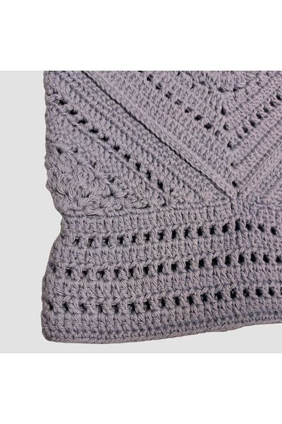 Uretti Yıldız 7202 - Top de bikini crop albastru, cu motiv tricotat manual