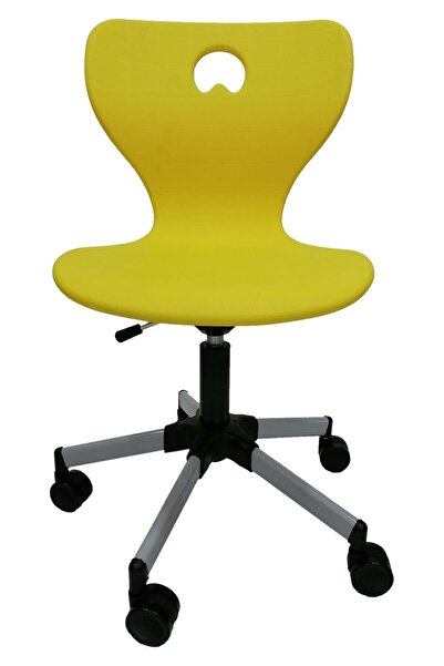 gamo OKUL MOBİLYALARI Koç Monoblok Tekerlekli Yükseklik Ayarlı Döner Çalışma Sandalyesi Sarı