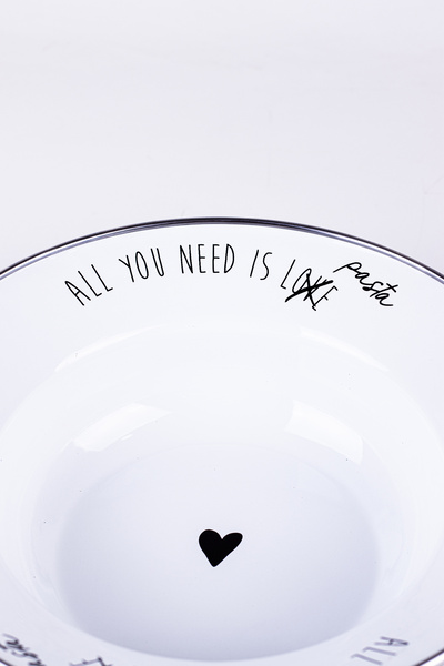 EMAYlab 24cm Motto Enameled Pit Pasta and Salad Plate