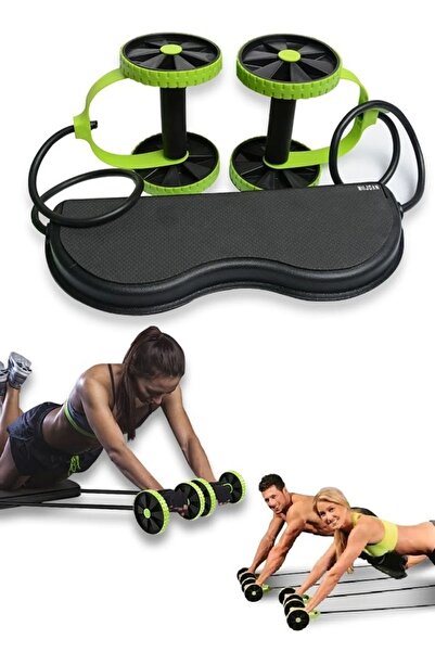 teknotrust Siyah Direnç Lastikli Tekerlekli Spor Aleti Mekik Çekme Sehpası Egzersiz Fitness Mekik Lastiği Küre