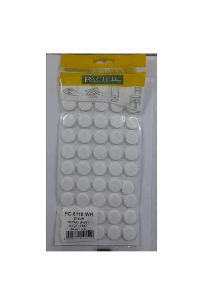 PACIFIC Yuvarlak Yapışkanlı Sandalye Koltuk Mobilya Ayak Keçesi Felt 18 Mm Beyaz