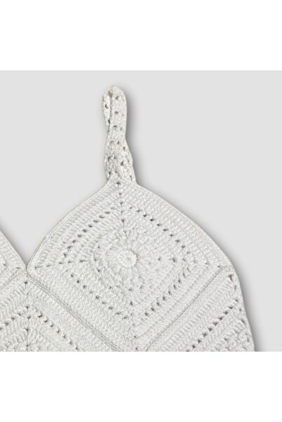 Uretti Yıldız 7202 - Білий кроп-бікіні-топ, ручна вишивка