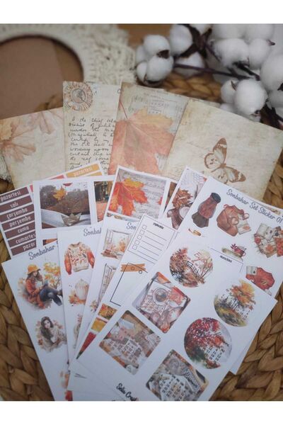 SelisCraft Sonbahar Temalı 2025 Bullet Journal Kağıt Etiket Sticker Seti Jour...