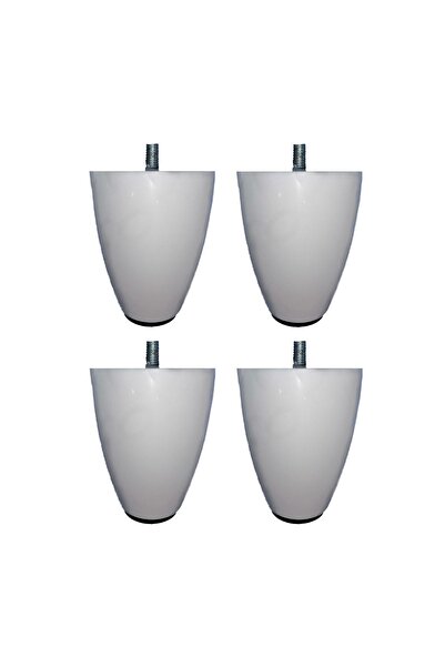 Adem Koç 10 Cm Beyaz Renk Armut Plastik Baza Koltuk Kanepe Ayağı (ince M8 Diş...