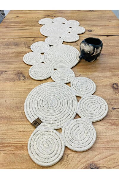 ModaCardin Jüt, Hasır, Dekoratif Masa Örtüsü,Papatya Model Runner 40X110 CM, ...