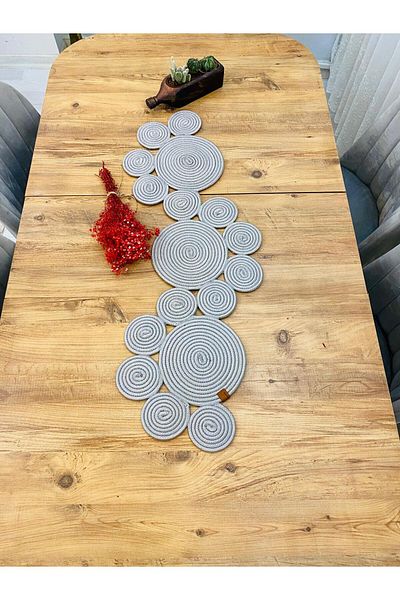 ModaCardin 30x100 CM Bohemian Style Daisy Model Runner - Față de masă decorativă din iută și răchită, cârpă de masă pentru cafea