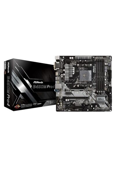 ASROCK B450m-pro4 Ddr4 SATA3 M2 PCIe NVMe HDMI DVI PCIe 16x V3.0 Am4 Matx