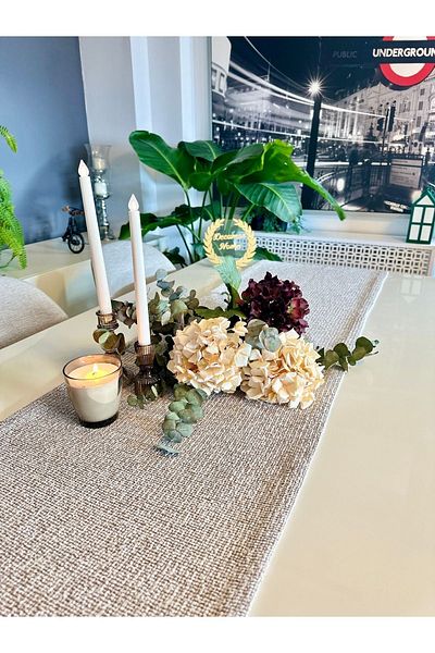 Decamor home Bohemian Knit Beige Runner Stain Resistant Care Free Runner