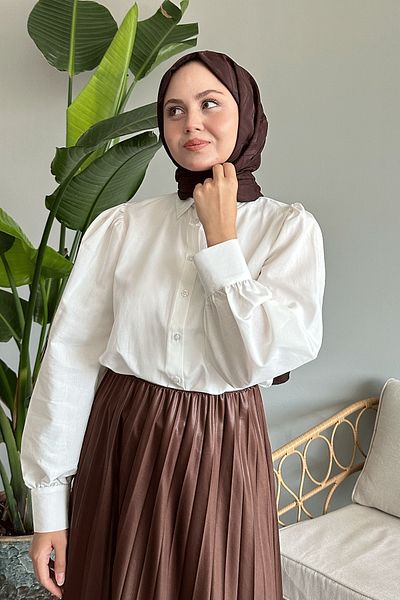 InStyle Ecrufarbenes, lässiges Hemd mit Ballonärmeln