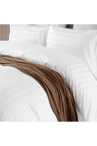 Prime Sleeks Σετ Παπλωματοθήκη Διπλό Ριγέ - 100% Βαμβακερό Σατέν, Εφαρμοσμένο σεντόνι