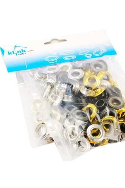 Klinkshop Size 18 Mixed Metallic Color Eyelet - 4 Mm Material Pack - 100 Pieces Stainless Brass Eyelet