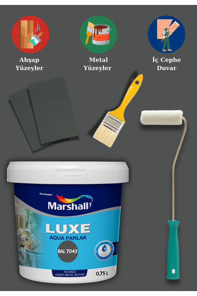 Marshall Luxe Aqua Parlak Su Bazlı Akrilik Dönüşüm Boyası 0,75 Lt Ahşap Ve Me...