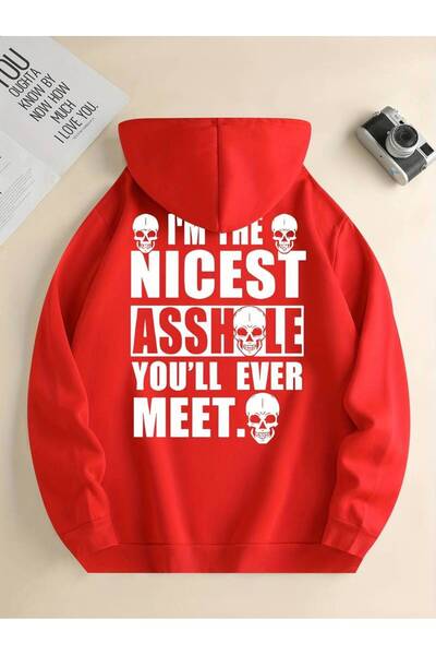 NoVibe Χειμερινό φούτερ Unisex Oversize - Skull Printed, 3 κλωστές 100% βαμβάκι, Hoodie με κουκούλα