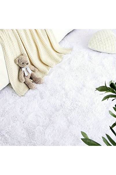Rugby Home Sürpriz Ev Tekstil Beyaz Renk Peluş Yıkanabilir Halı