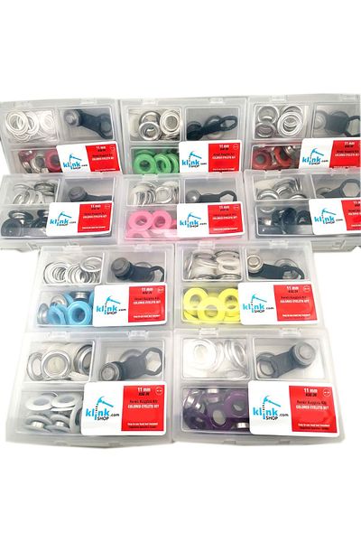 Klinkshop Size 26 Green Eyelet with Hammer Attachments & 15 Pcs 11mm Stainless Brass