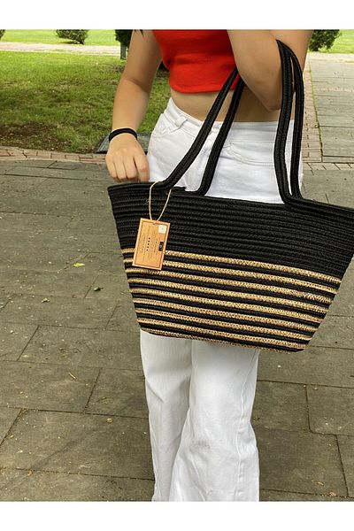 ModaCardin Τσάντα παραλίας και ώμου - Τσάντα χειρός Jute Straw Look