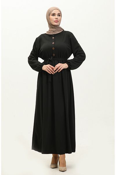 sefamerve Black Belted Dress - 7979-09
