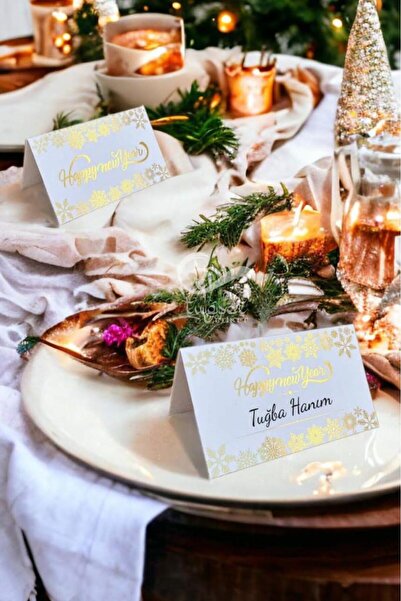 t tuğset etiket بطاقة اسم طاولة رأس السنة الجديدة، مجموعة مكونة من 6 بطاقات H...