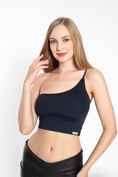 shefox Modal Women's Crop Tank Top - Single Shoulder, Rope Strap, Padded By Confeo