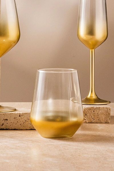 Paşabahçe Set of 6 Gold Gradient Water Glasses 425cc