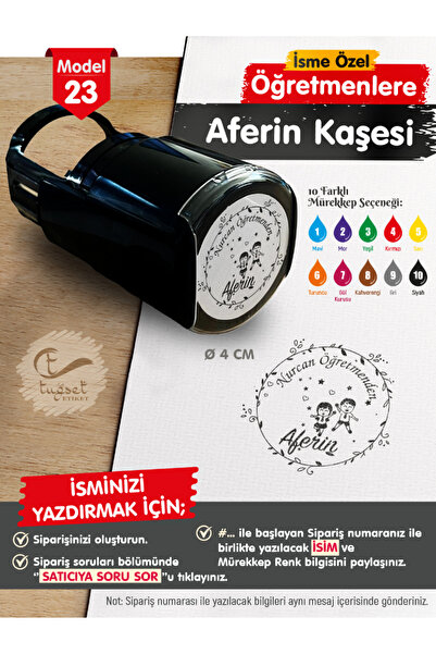 t tuğset etiket İsme Özel Öğretmenlere Aferin Kaşesi - Aferin Mühürü M23-T666