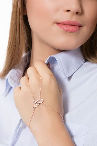 Modex Women's Infinity Zircon Stone Rose Şahmeran Sm9994