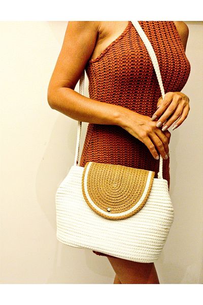 Antioch Art And Design Large Size Handcrafted and Shoulder Bag - Double Color, Thick Washed, Corded