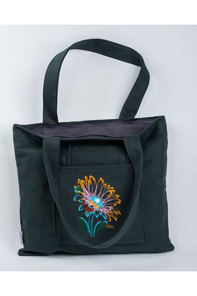 Wings Of Simurg Geantă tote din pânză brodata cu flori de lotus Butikmutik
