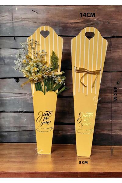 t tuğset etiket Çiçek Gül Kutusu Tekli Gül Kutusu Çiçek Ambalaj Kurdeleli Çanta 6 Adet Sarı-T902