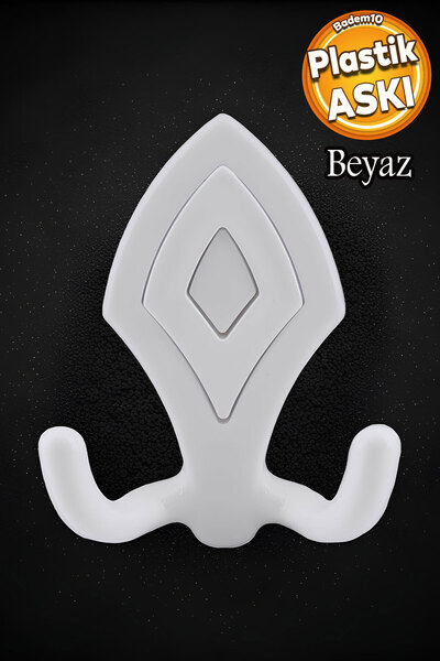 Badem10 Nilay Askı Askılık Sert Plastik Beyaz Vestiyer Duvar Askısı Dolap Elb...