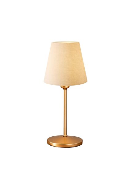 HOMİNG Gold Cream Fabric Headboard Gold Body Lampshade