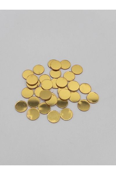 Atölye7Tasarım Gold Colored 1 Cm Round Plexi Mosaic Mirror - 50 Pieces