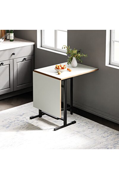 eportatif Katlanır 4 Kişilik Masa Mutfak Masası Takımı Masa Beyaz 1413