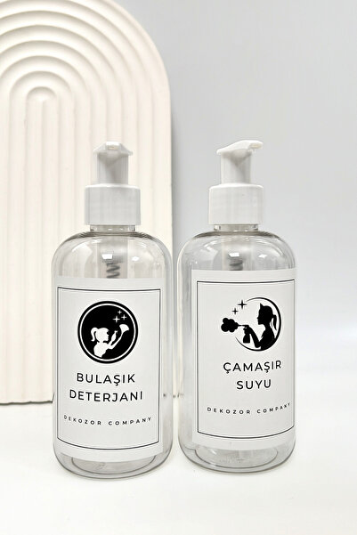 DEKOZOR COMPANY 250ML Şeffaf Pompalı Bulaşık Deterjanı Çamaşır Suyu Şişesi OR...