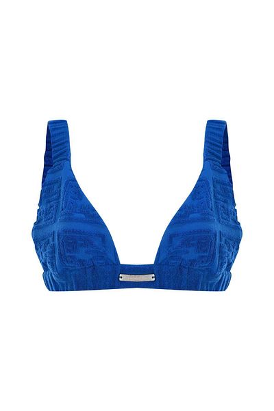 KNTLGY Blue Towel Elastic Women's Bikini Top