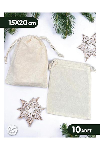 t tuğset etiket Laced Cream Raw Cloth Pouch - 15x20 cm 10 pcs Jewelry, Snack, Henna, Gift Soap Pouch - T875