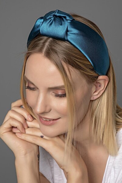 Modex Coroană cu noduri din satin verde petrol