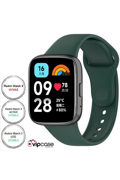 Vip Case سوار سيليكون لساعة Xiaomi Redmi Watch 3 Active الذكية - متوافق مع Watch 3 Lite