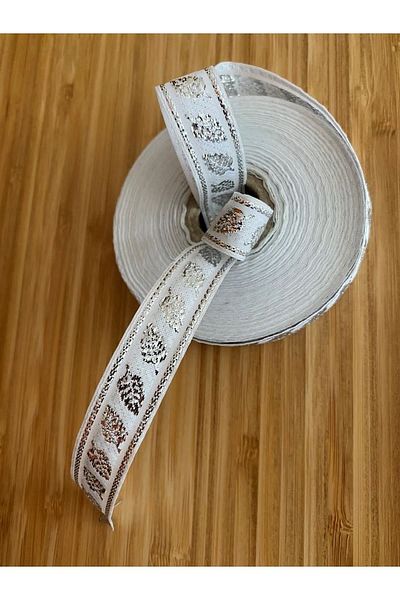 Öztürk White Silver Glitter Decorative Strip - 25mmx25meter No:3