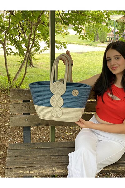 Genel Markalar jüt hasır görünümlü el çantası plaj çantası omuz çantası