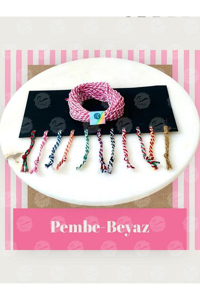 t tuğset etiket Package Lanyard Package Lanyard / Binding Lanyard / Two-Color Lanyard Pink White Color 10 mt-T914
